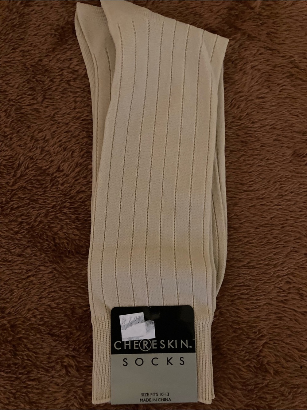 Men’s Cream Ribbed Dress Socks